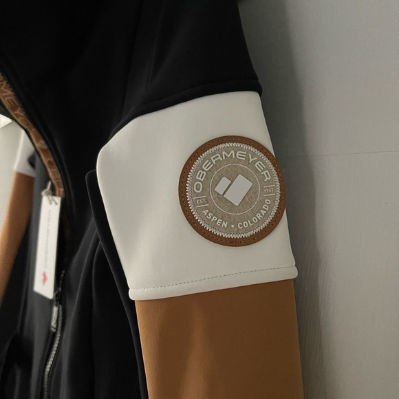 Obermeyer Kitt ITB Softshell Luxury Designer Ski Suit Womens 4 Black/Tan - Picture 8 of 10